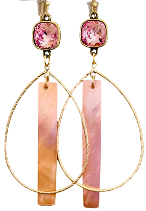 Pink Panache Gold Teardrop & Blush Accent Earrings