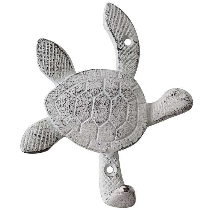 CB Home Cast Iron White Sea Turtle Wall Hook - 5"