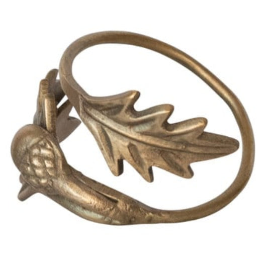 CO-OP Antique Style Brass Leaves & Acorn Napkin Ring
