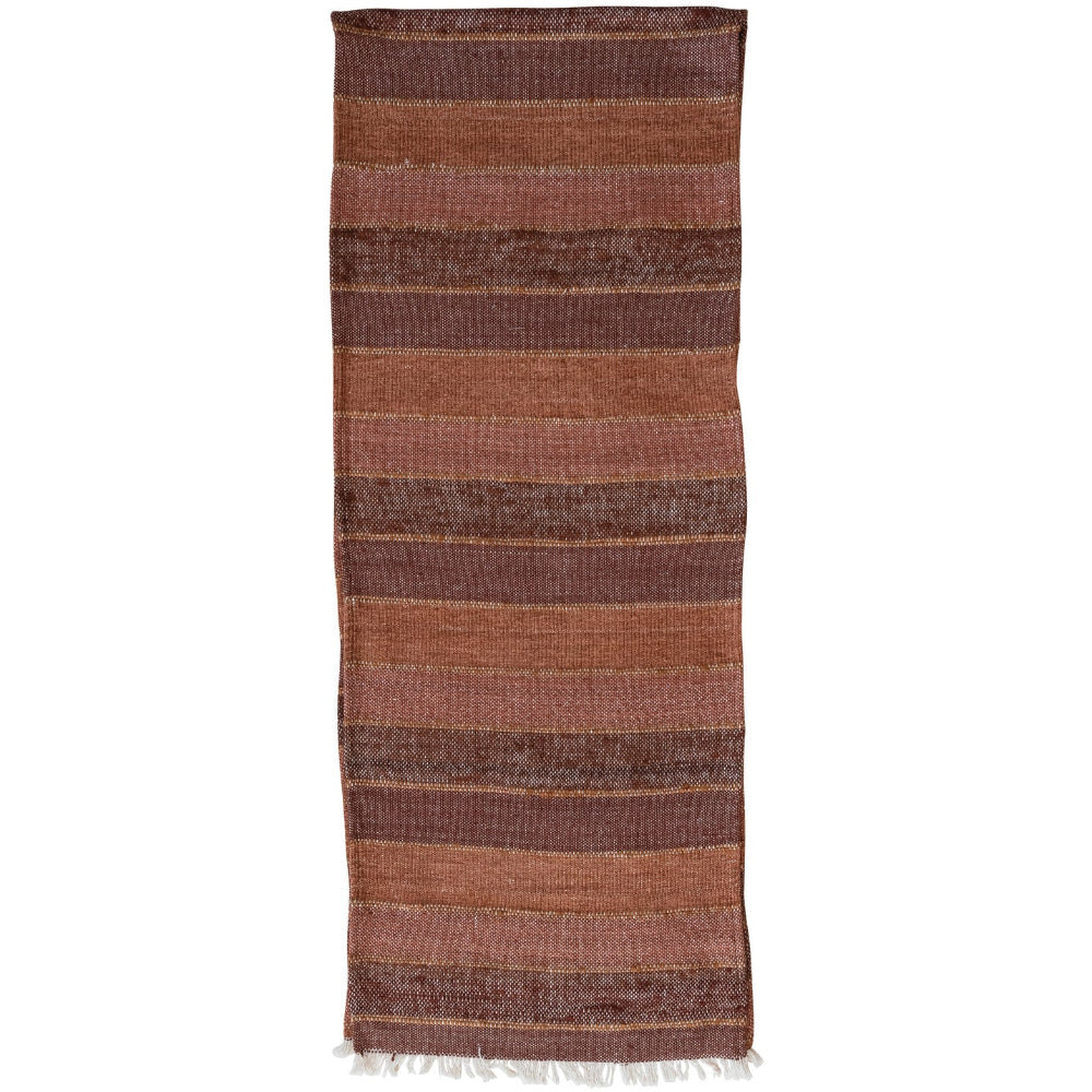 Multicolored Earthen Tones Blended Cotton Slub Table Runner - 14" x 72"