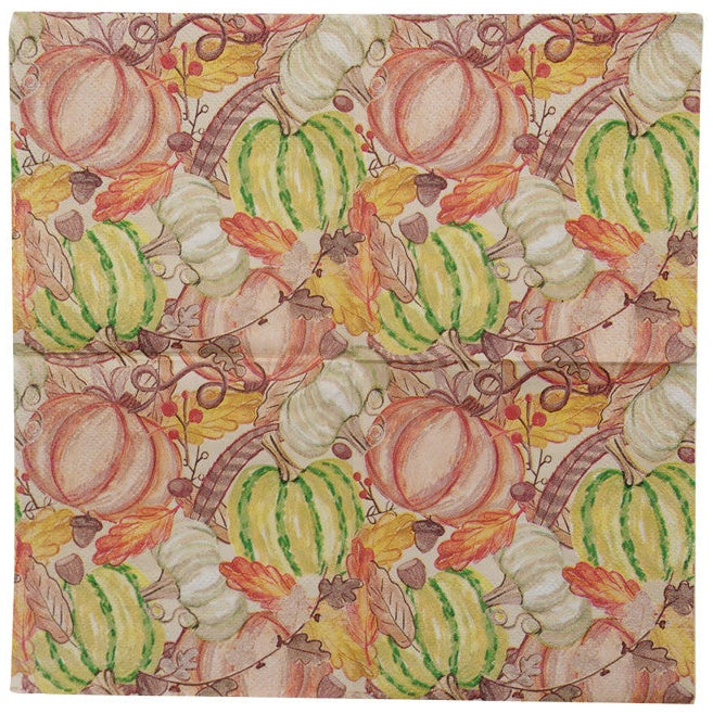 Pumpkin, Leaves, & Acorns Paper Cocktail Napkins - 50 pc.