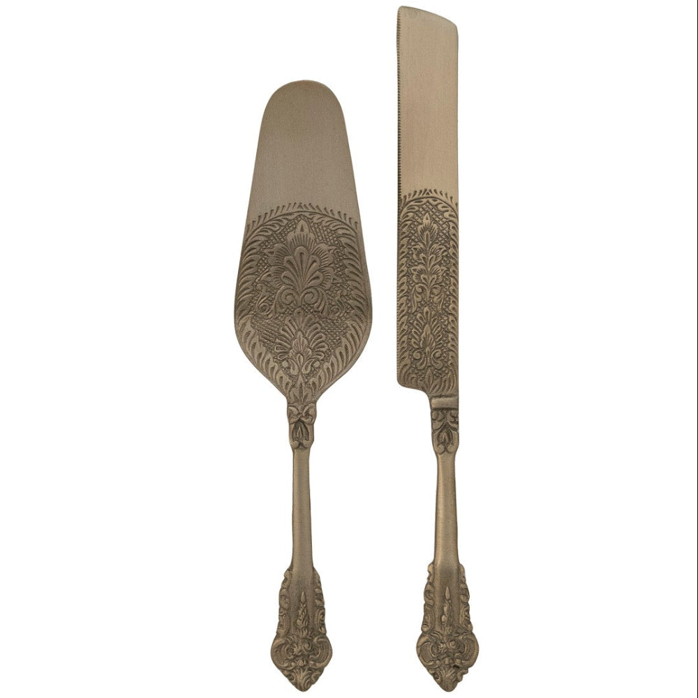CO-OP Embossed Brass Cake Serving Utensils - 2 pc.