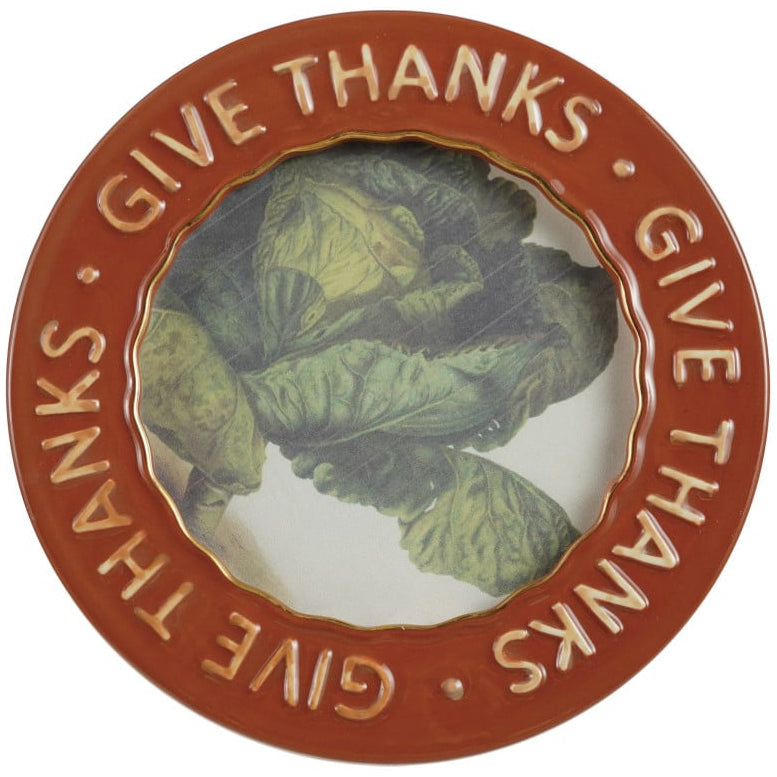 CO-OP Embossed Brown "Give Thanks" Round Stoneware Photo Frame - 4" x 4"