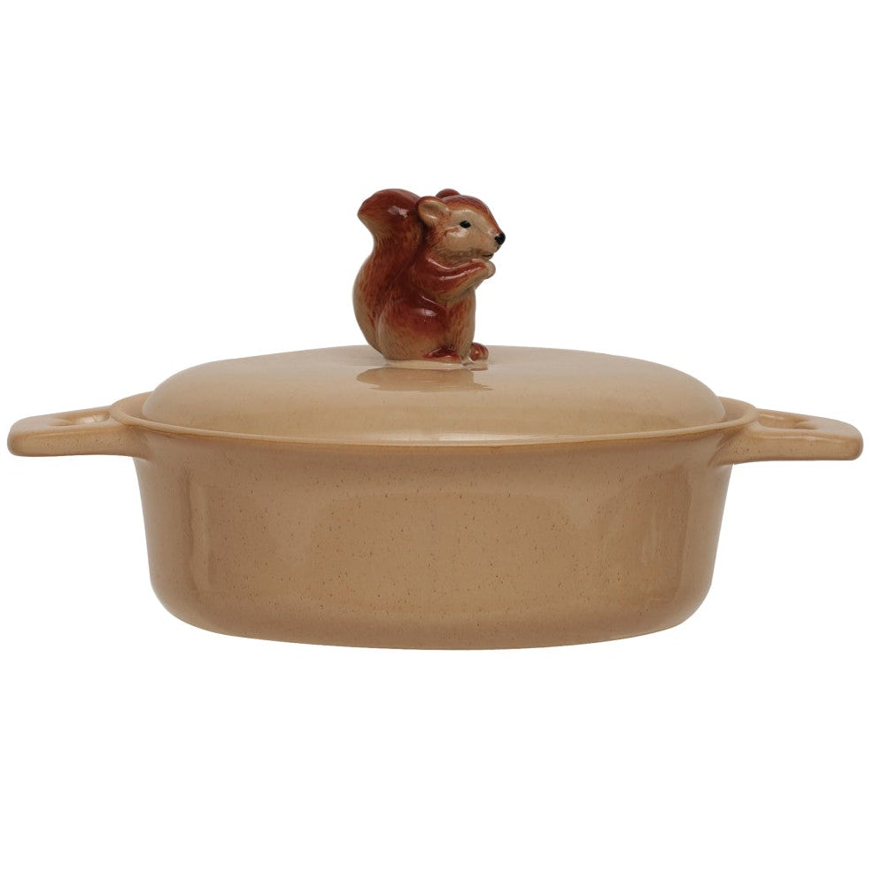 CO-OP Glazed Brown Squirrel Stoneware Brie Baker - 2 cu.