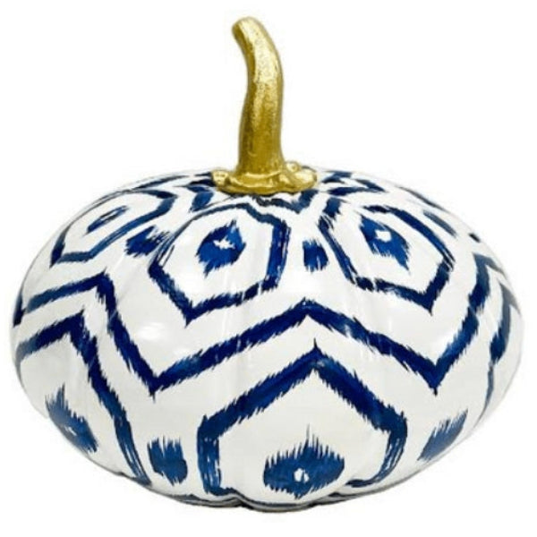 Enchanted Home Metal Geometric Blue Tole Pumpkin - 4" & 6"