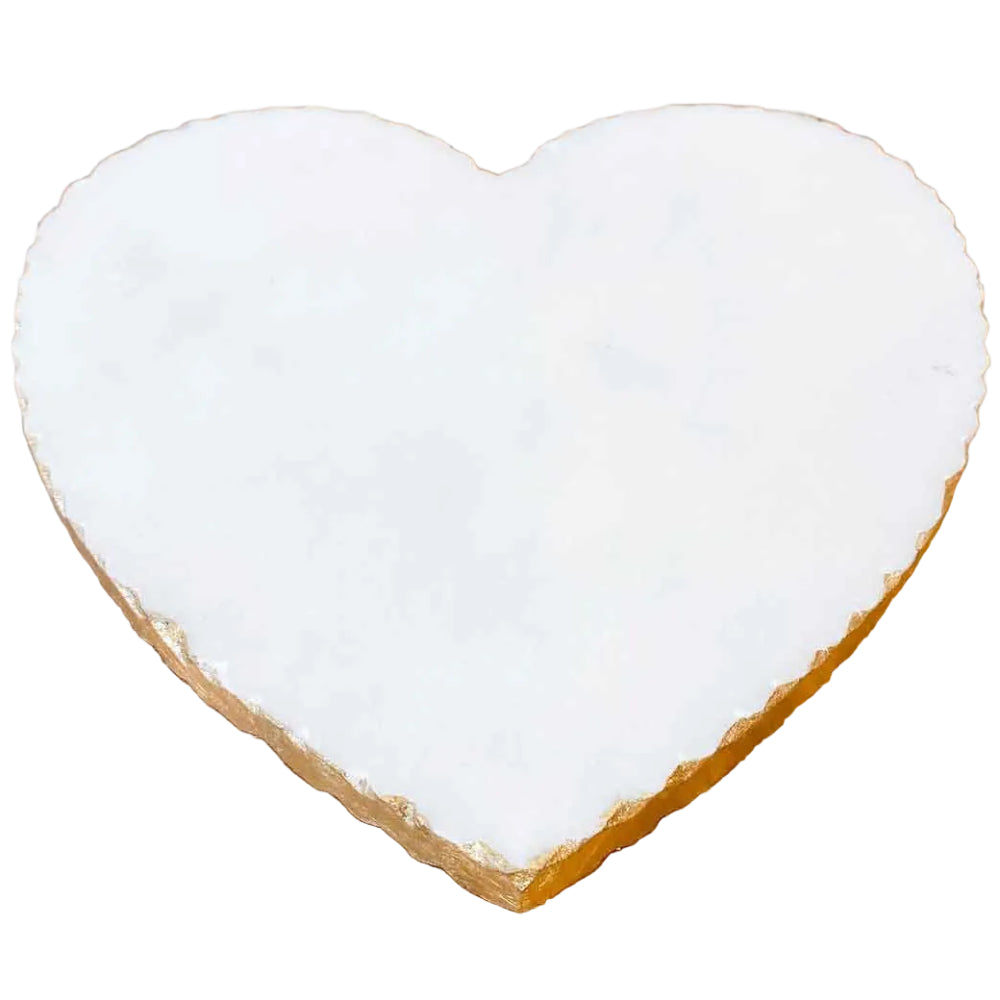Royal Standard Heart-Shaped White Marble Serving Board - 8.5" x 9"