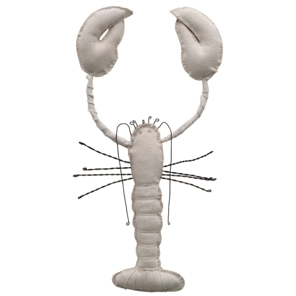 Recycled Canvas & Wire Lobster Hanging Sculpture - 8.25" x 15.25"