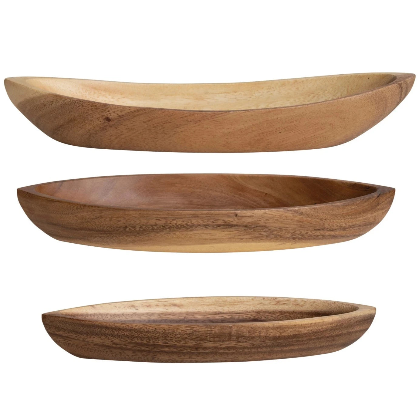 Acacia Wood Boat-Shaped Bowls