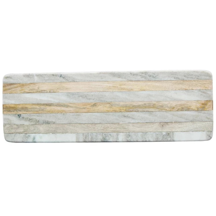Striped Marble & Mango Wood Cheese Board - 7" x 21"