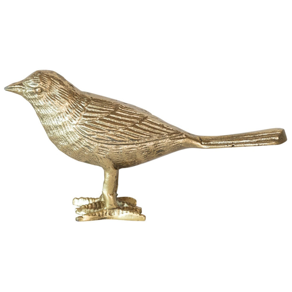 Gold-Finished Cast Aluminum Bird Figurine - 7"