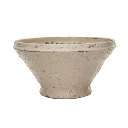 Hand-Painted Terra-Cotta Bowl with Pattern - 16.5"
