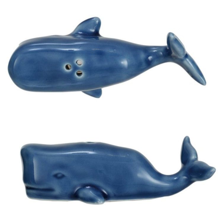 Stoneware Blue Whale Salt & Pepper Shakers - 2 pc.