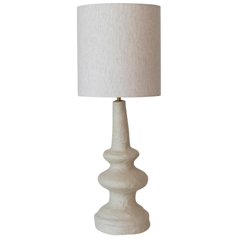 Paper Mache Swiveling Table Lamp w/ Cotton Shade - 28"