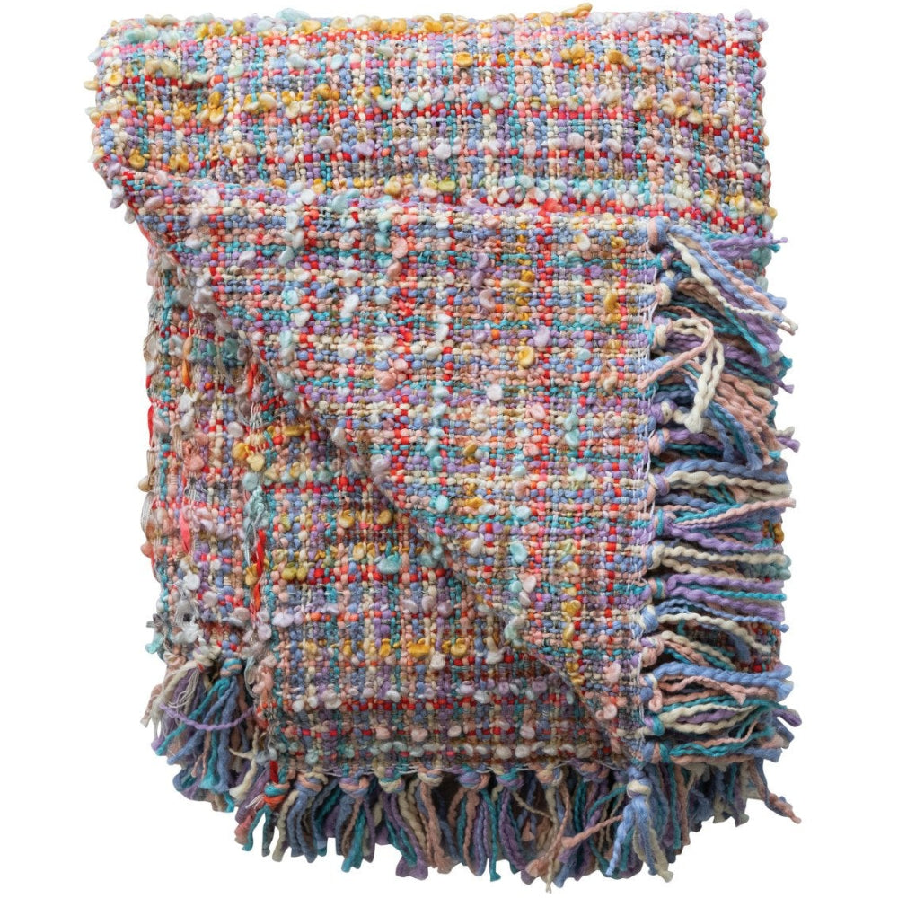 Multicolored Recycled Cotton Slub Throw Blanket - 50" x 60"