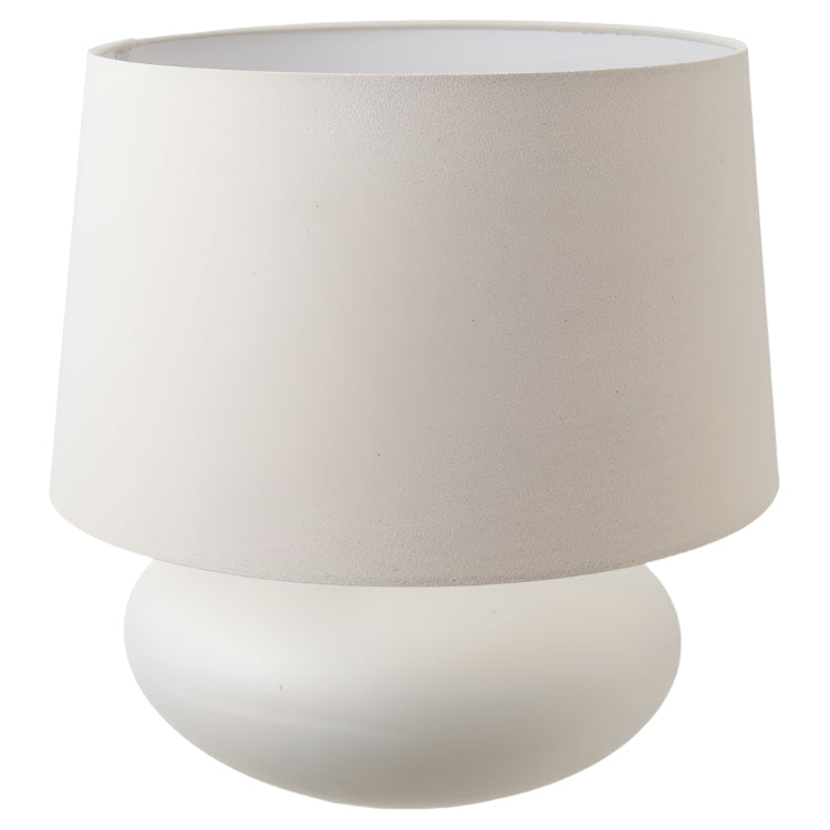 White Stoneware Table Lamp w/ Linen Shade - 16"