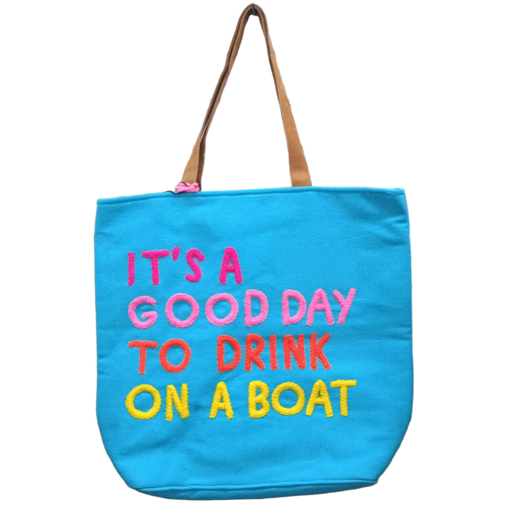 Panache Apparel Embroidered Cotton Beach Totes - 14.5" x 17"