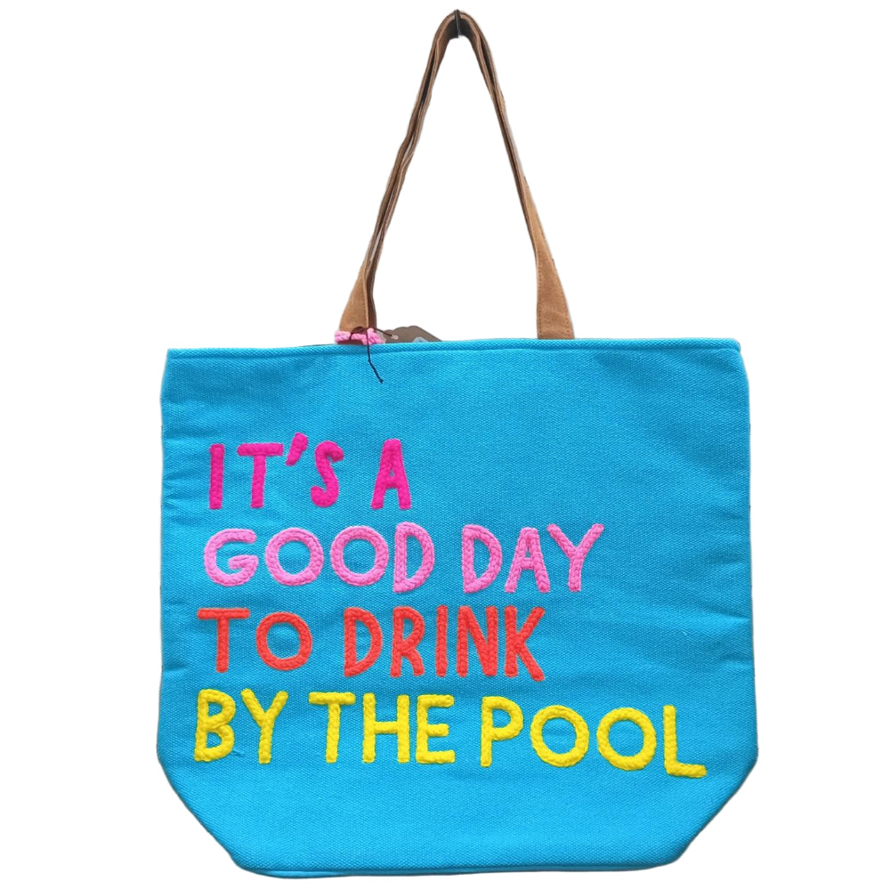 Panache Apparel Embroidered Cotton Beach Totes - 14.5" x 17"