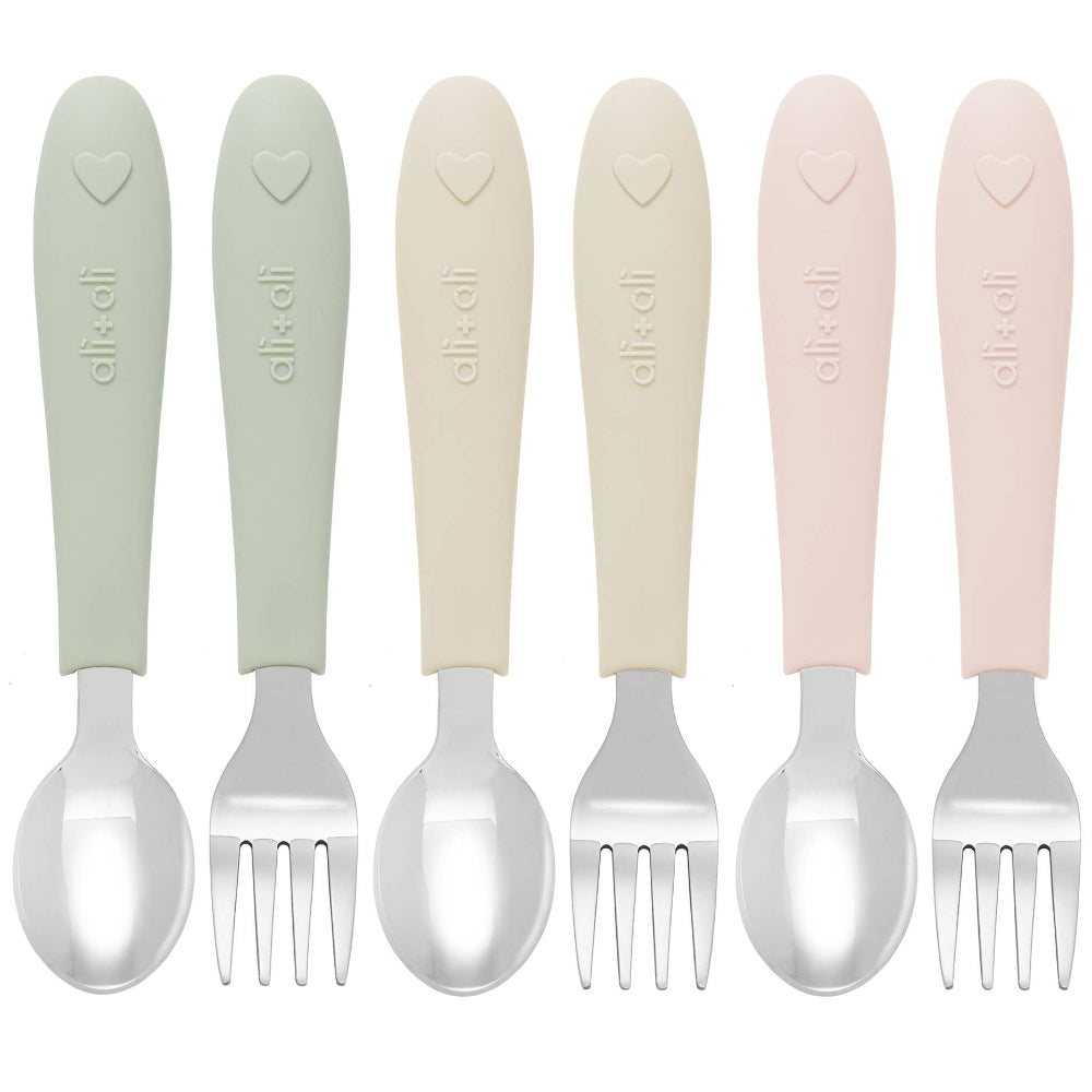 Ali + Oli Silicone Grip Stainless Steel Toddler Utensil Set - 6 pc.
