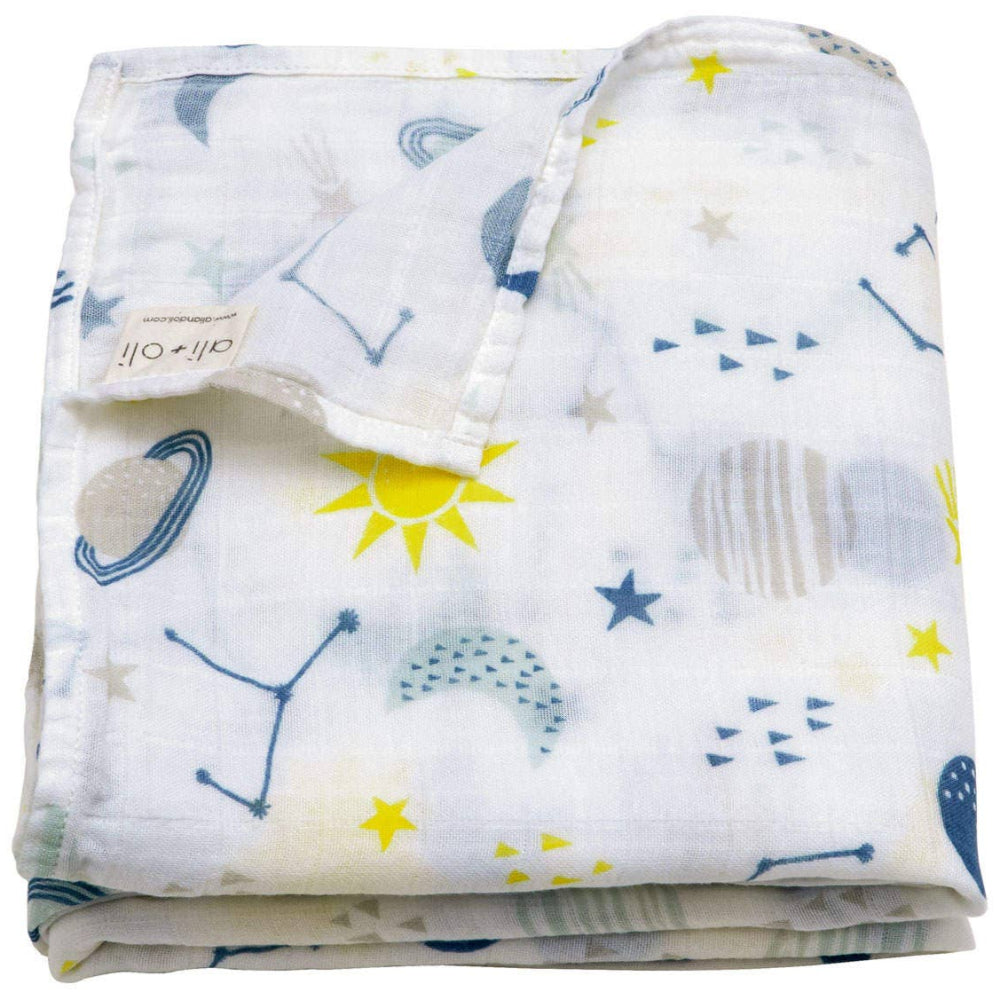 Ali + Oli Bamboo Muslin Baby Swaddling Blanket - 47" x 47"