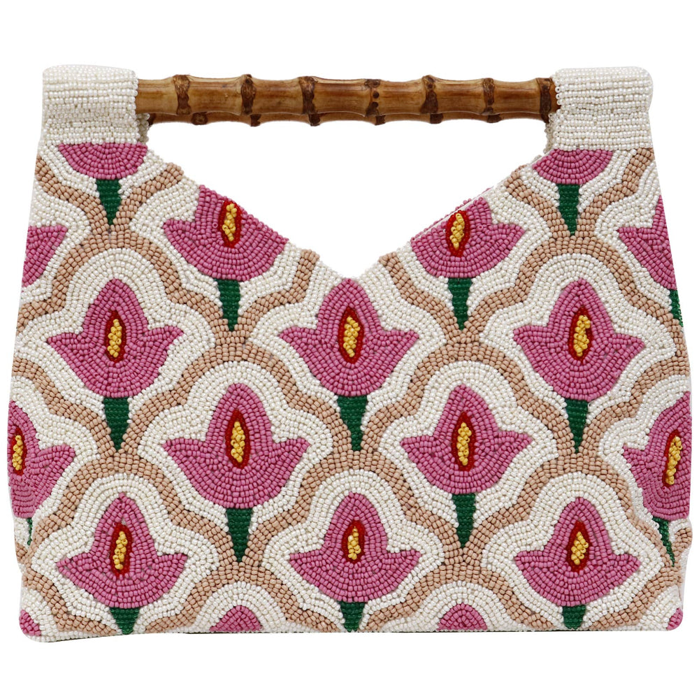 Tiana Designs Handmade Beaded Purses (Bamboo Handle) - 6.5" x 9"