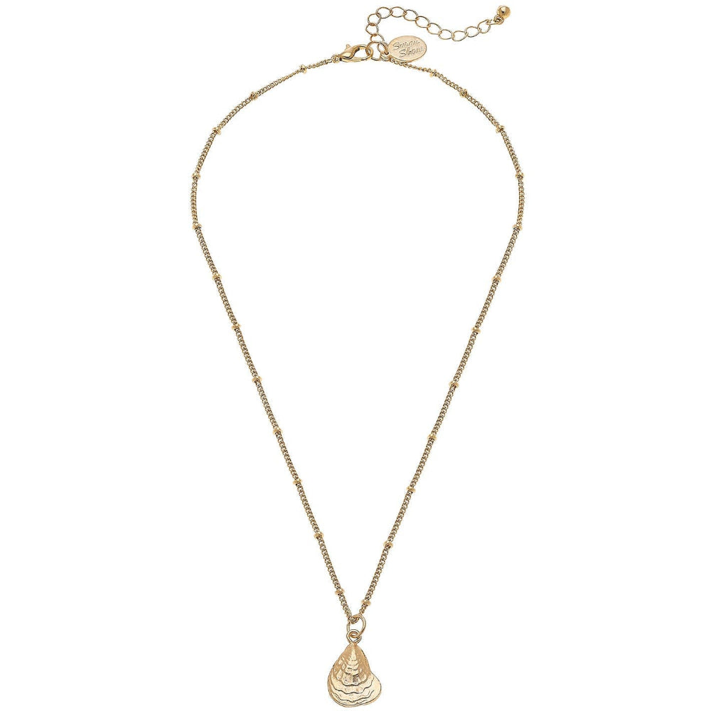 Susan Shaw Gold Dainty Oyster Charm Necklace