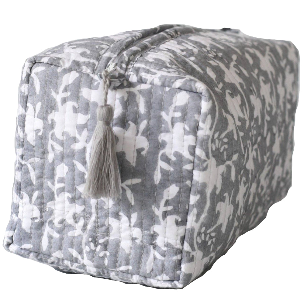 Pacific & Rose Block-Printed Quilted Cotton Cosmetic Bag