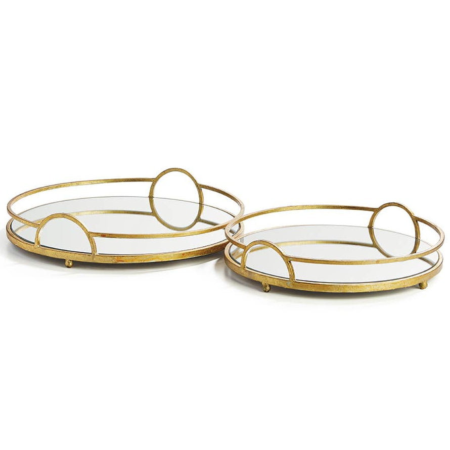 Napa Brass Hudson Mirrored-Base Display Trays - 14.25" & 16.5"