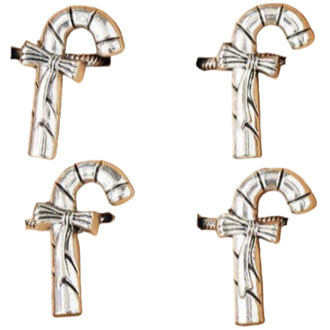 Zinc Alloy Candy Cane Napkin Rings - 4 pc.