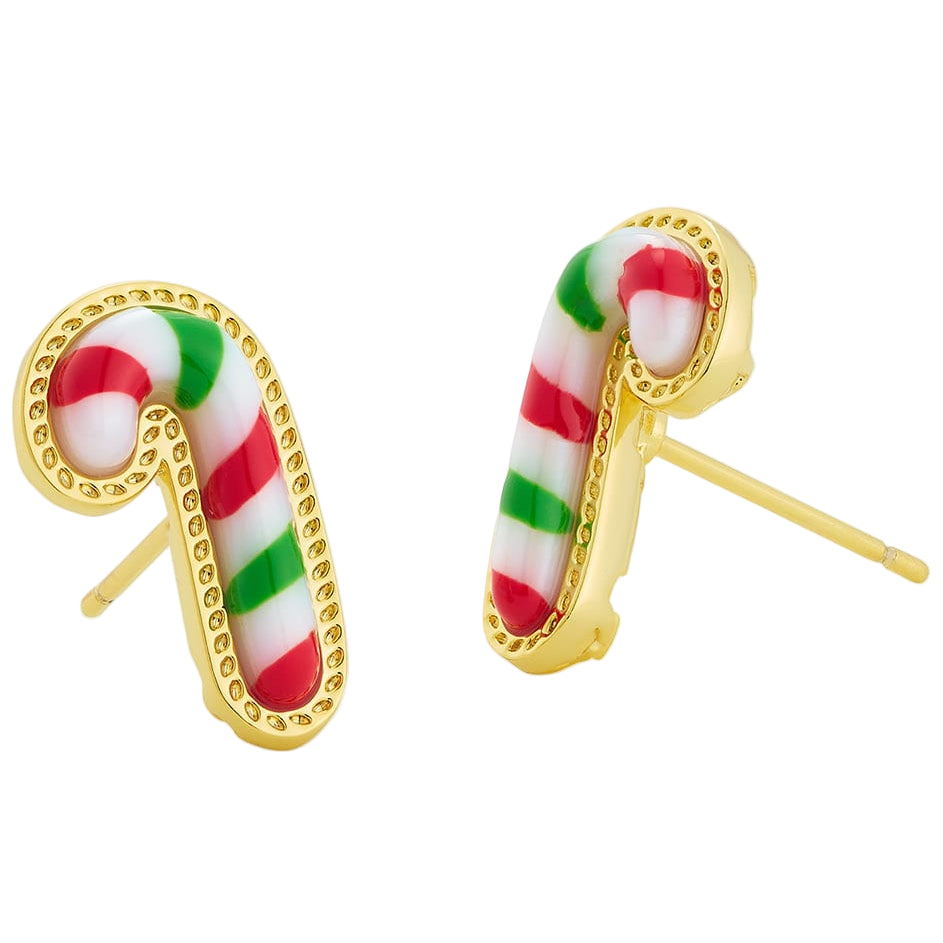 Kendra Scott Gold Candy Cane Charm Stud Earrings