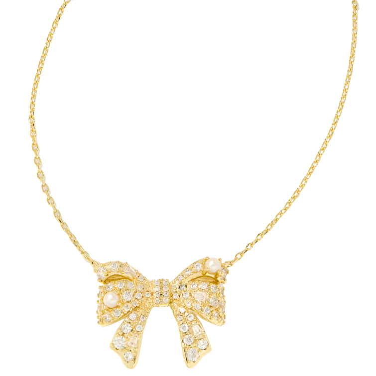 Kendra Scott Krista Gold Crystal Bow Pendant Necklace