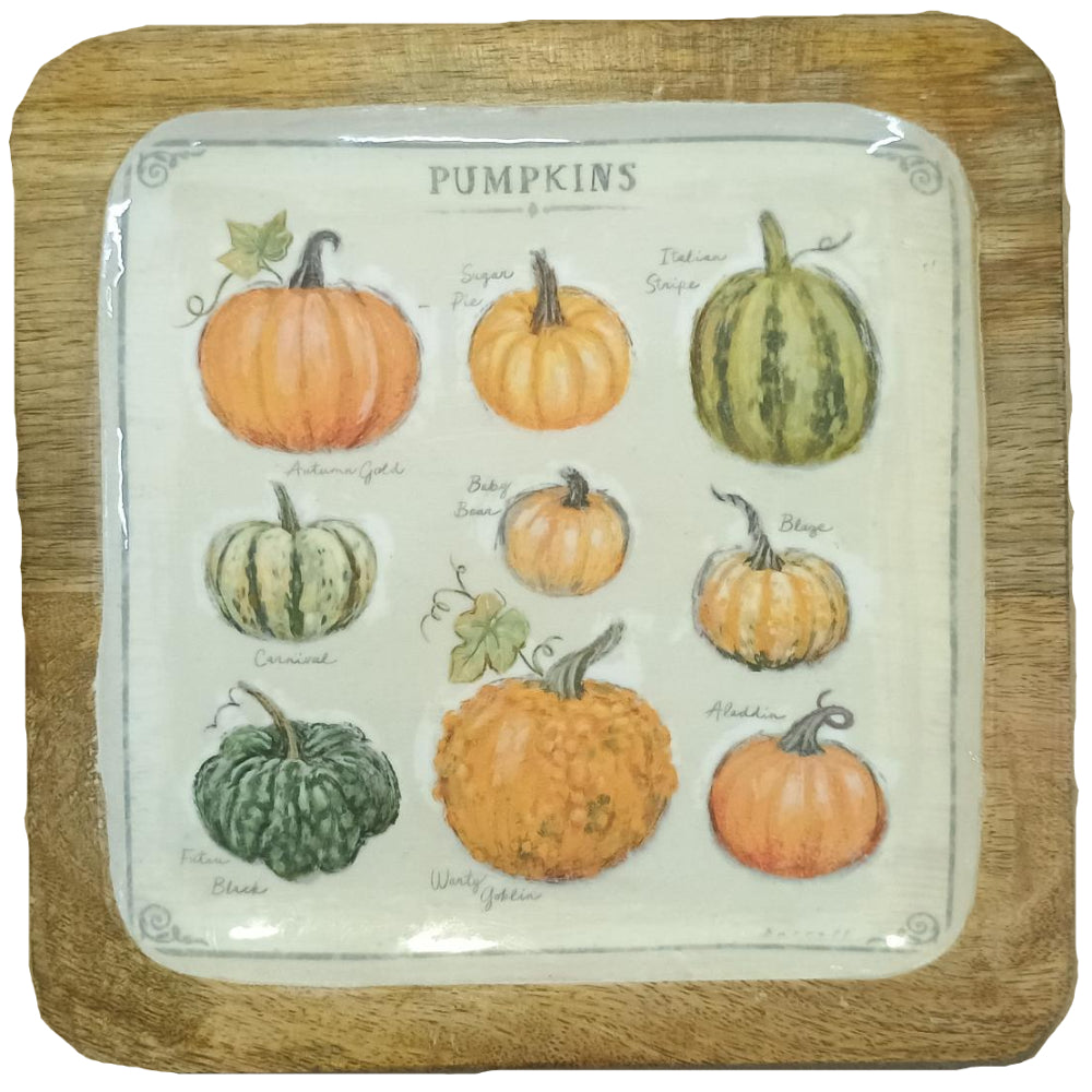 CO-OP Enameled Square Mango Wood Trays - 6" to 10"