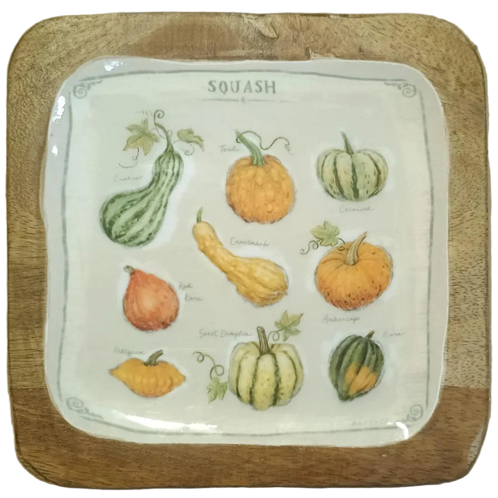 CO-OP Enameled Square Mango Wood Trays - 6" to 10"