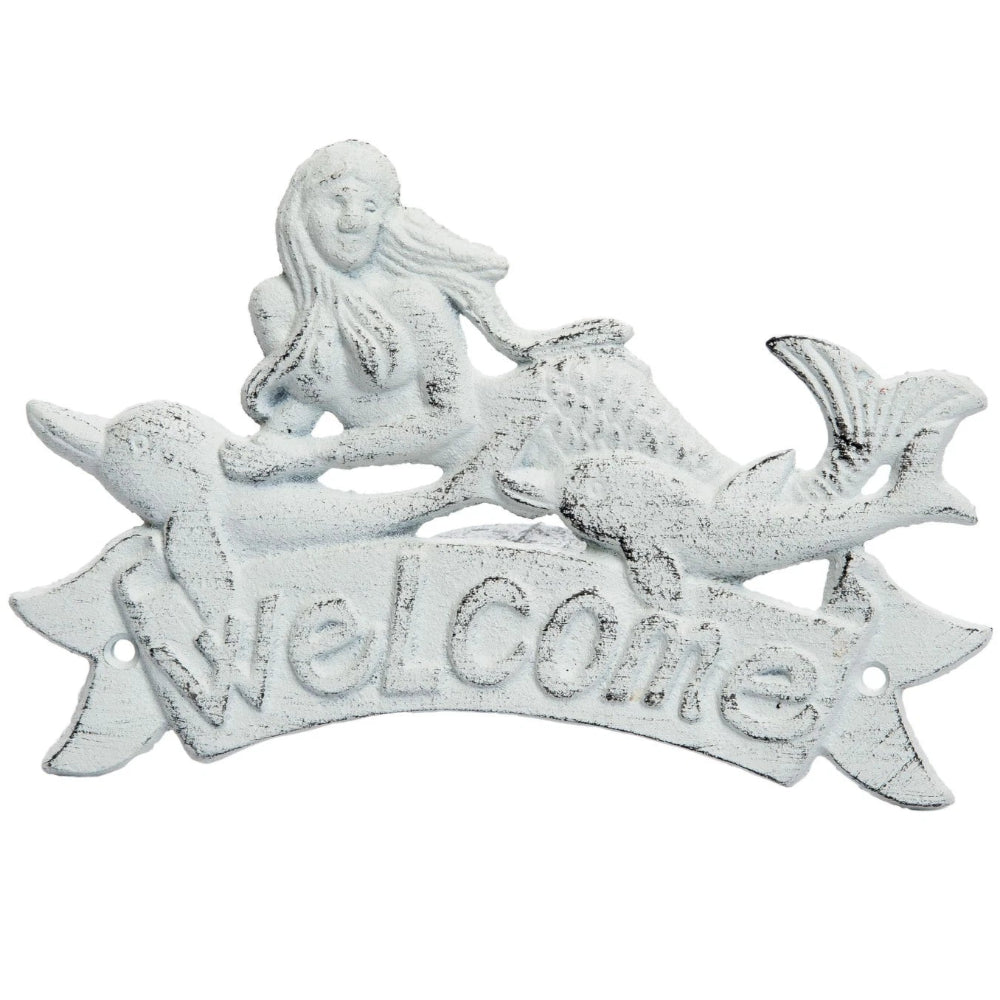C&F Cast Iron Mermaid "Welcome" Sign - 9"