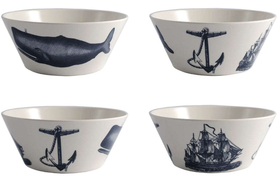 Thomas Paul Melamine Nautical Scrimshaw Bowl - 6.5"
