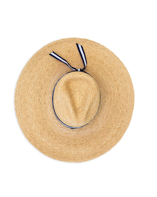 Sunshine Wide Brim Hat - Navy/White Ribbon