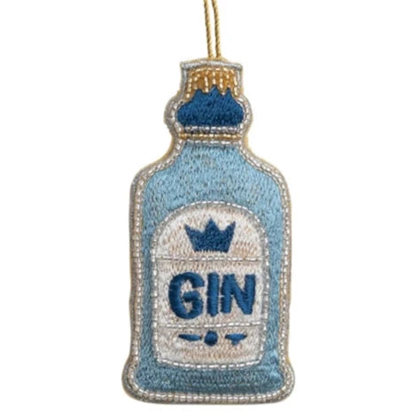 Embroidered Fabric Gin Bottle Ornament