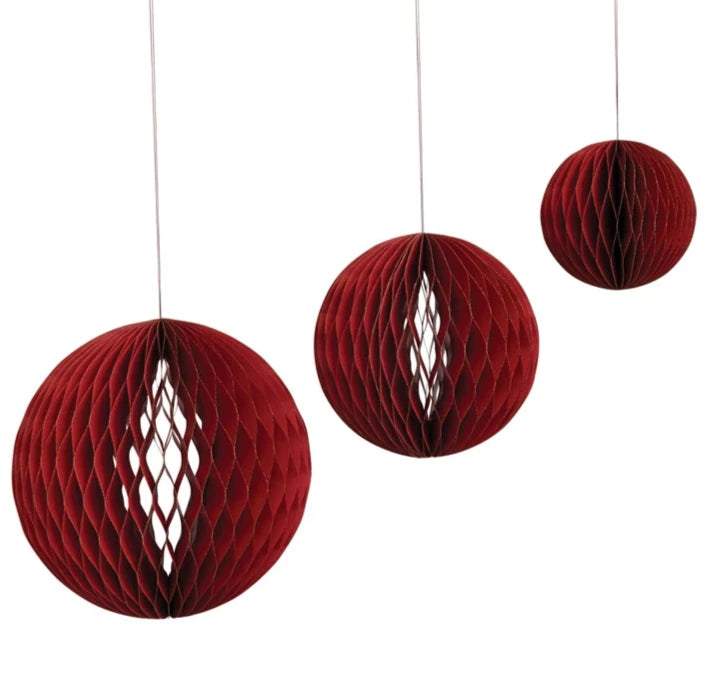 Folding Honeycomb Ball Paper Ornaments - 3 pc.