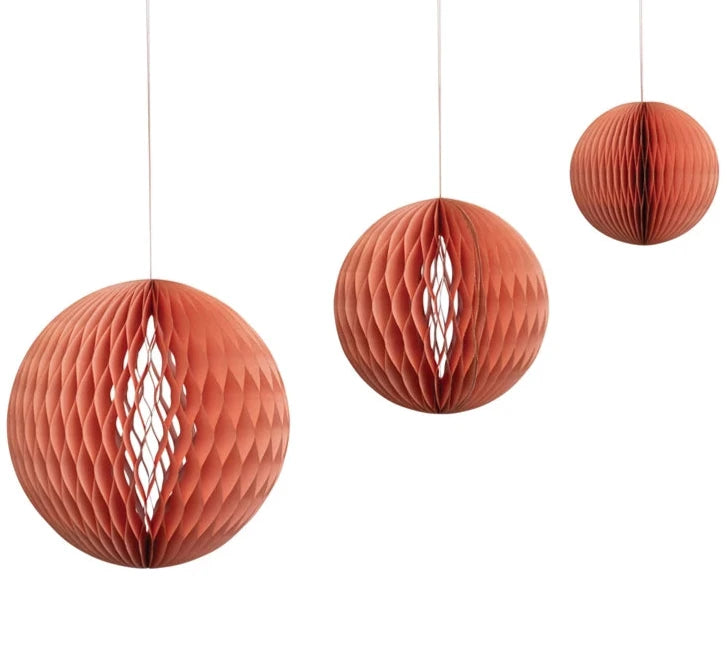 Folding Honeycomb Ball Paper Ornaments - 3 pc.