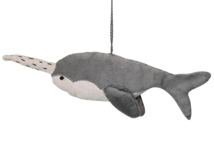 Velvet Narwhal Ornament
