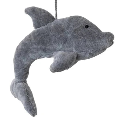 Handmade Cotton Velvet Dolphin Ornament