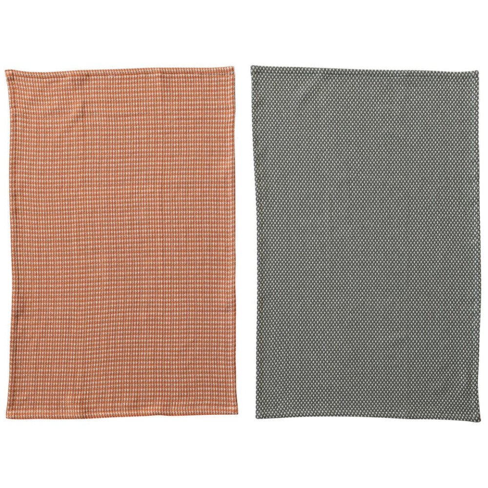CO-OP Orange & Charcoal Cotton Dobby Tea Towels - 2 pc.
