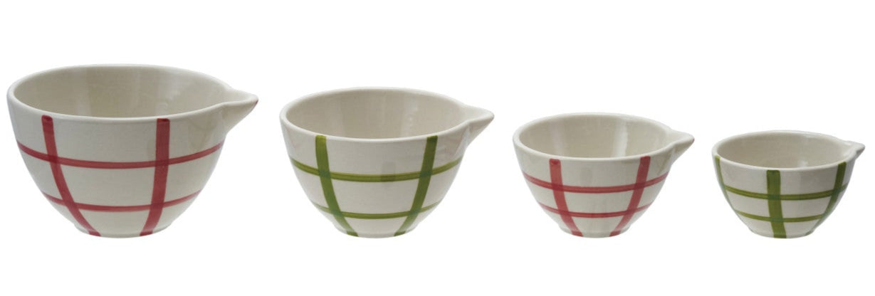 Red & Green Striped Stoneware Prep Bowls - 4 pc.