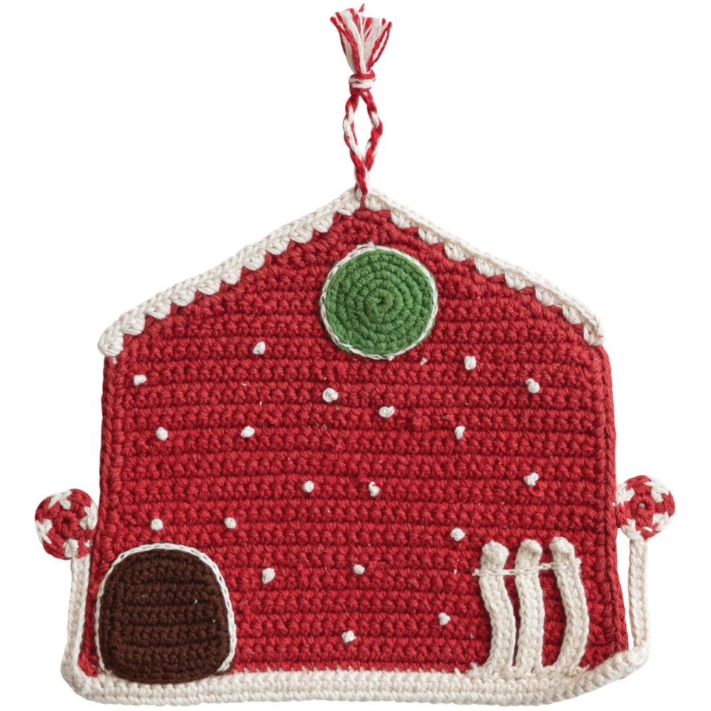 Christmas House Crocheted Cotton Pot Holder - 8" x 8"
