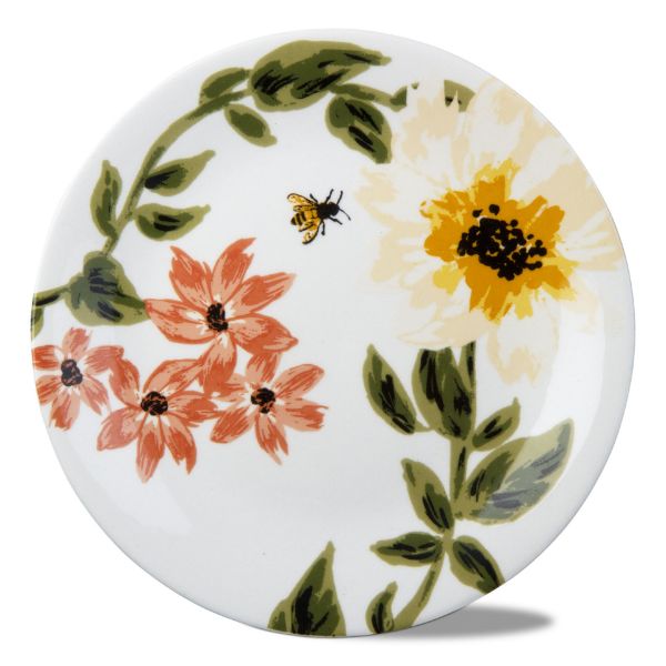 Round Appetizer Plate - Bee Floral