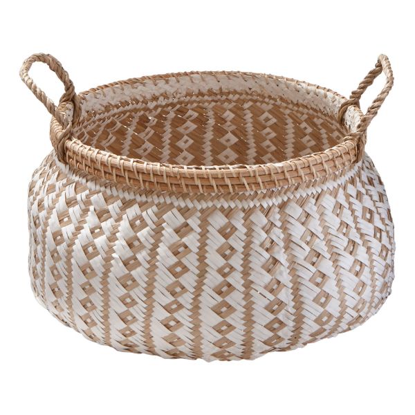 Diamond Weave Basket - White/Natural