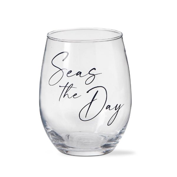 "Seas The Day" Stemless Wine Glass - 18 oz.