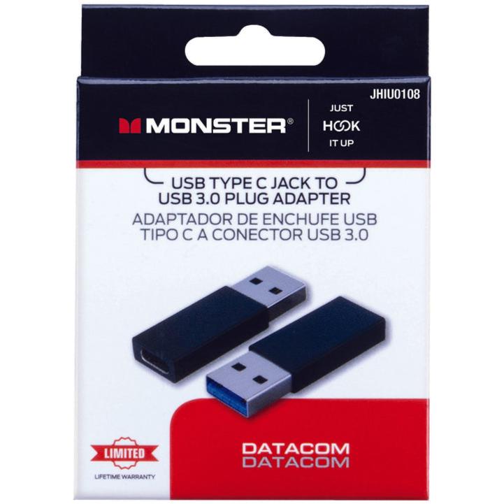 Monster Power Plug Monster Female USB-C to Male USB-A 3.0 Plug Adapter