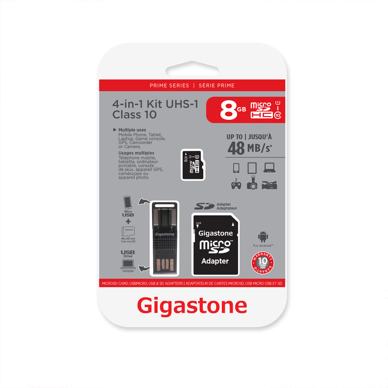 Gigastone Micro SD  HC Flash Memory Card 4-in-1 Kit - 8GB
