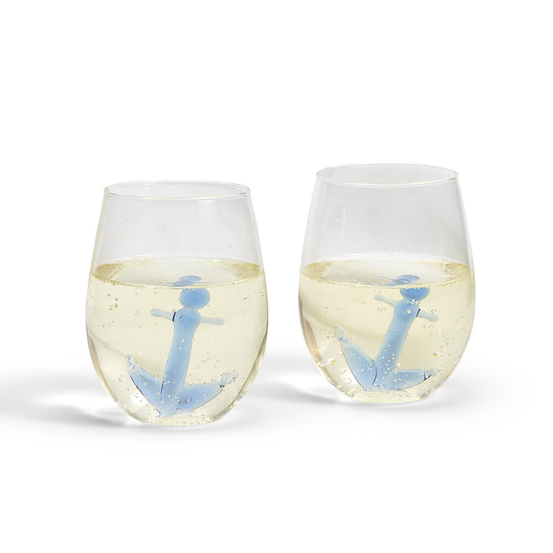 Anchors Away Stemless Wine Glass 20 oz.