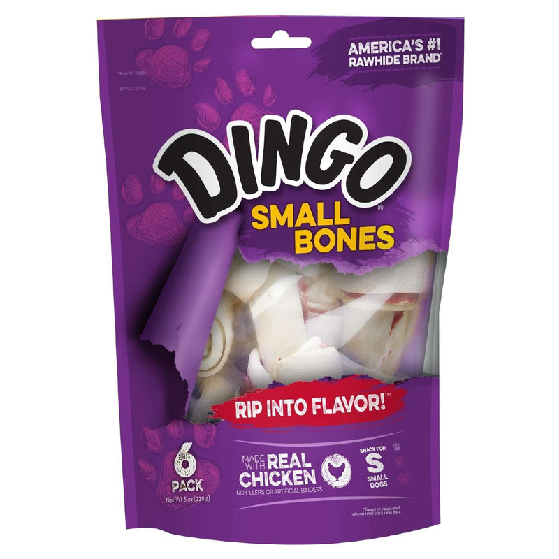 Dingo Rawhide Chews, Chicken, Small, 6 Pack